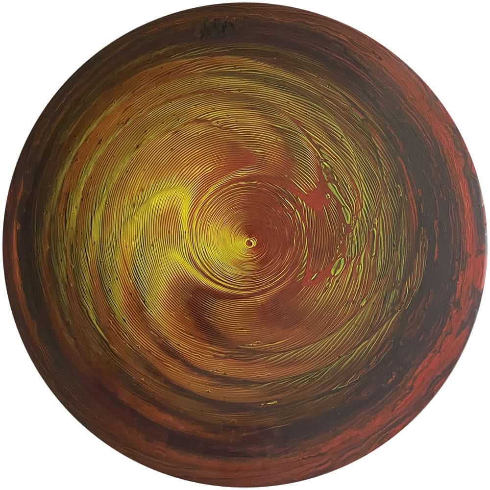 Fused Glass Pot Melt: Mars-Disk by Mendy Ouzillou circa 1999