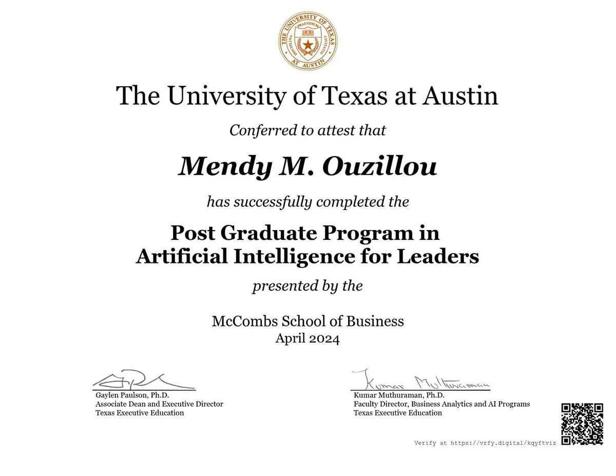 : McCombs AI for Leaders certificate